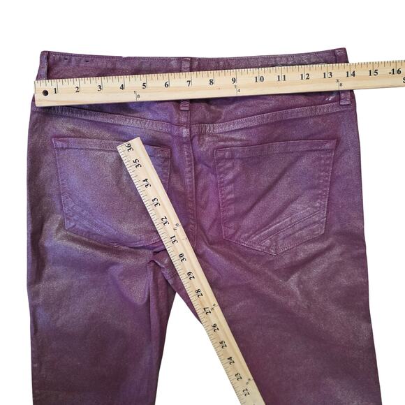 Express Stella Metallic Jeans Womens 4 Low Rise Coated Colored - Picture 5 of 7